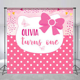 Lofaris Cute Pink Bowknot Cat Custom 1st Birthday Backdrop